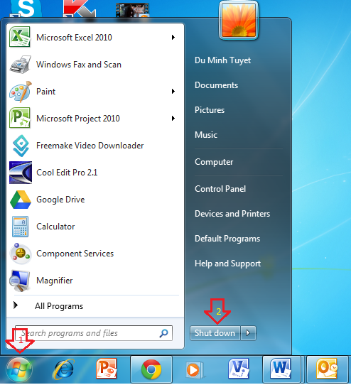 Nên sử dụng tắt máy tình bằng chương trình shut down