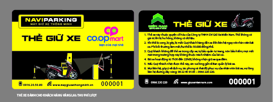 Thẻ giữ xe vãng lai cho khách hàng Coopmart của NAVI PARKING