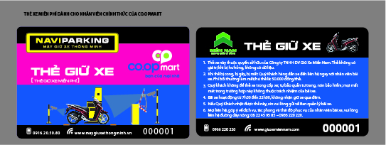Thẻ giữ xe dành cho nhân viên Coopmart của NAVI PARKING